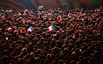 Supporters lors des quarts de finale coupe du monde de rugby au village rugby - match France - Afrique du Sud.
