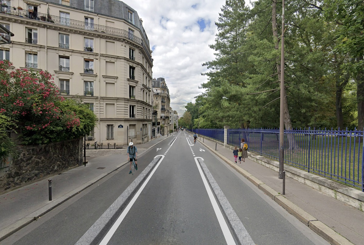 Photomontage des futurs aménagements des rues Émile Deutsch de la Meurthe et Nansouty (dans le 14e arrondissement