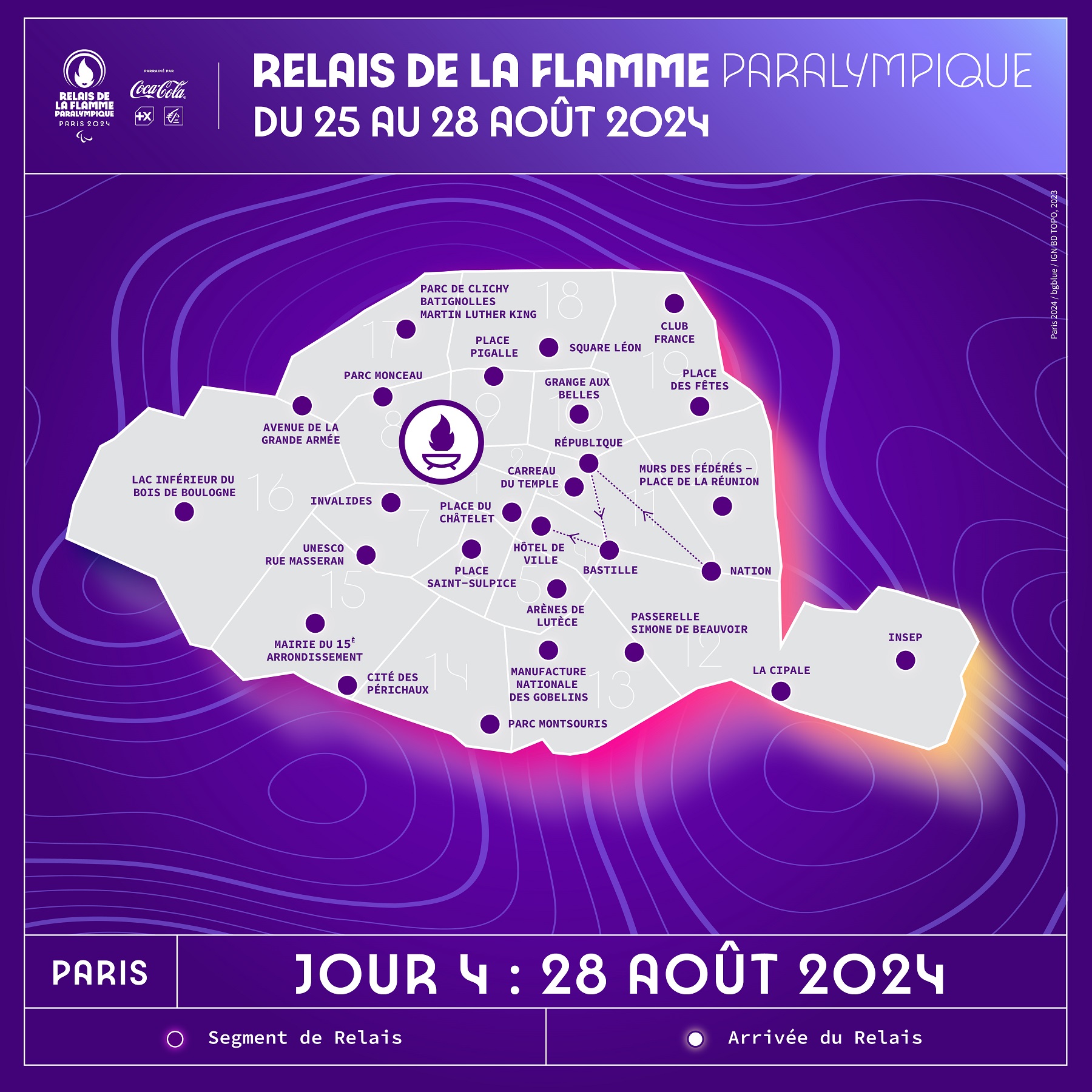 Mapa de ruta de la llama Paralímpica de París 2024
