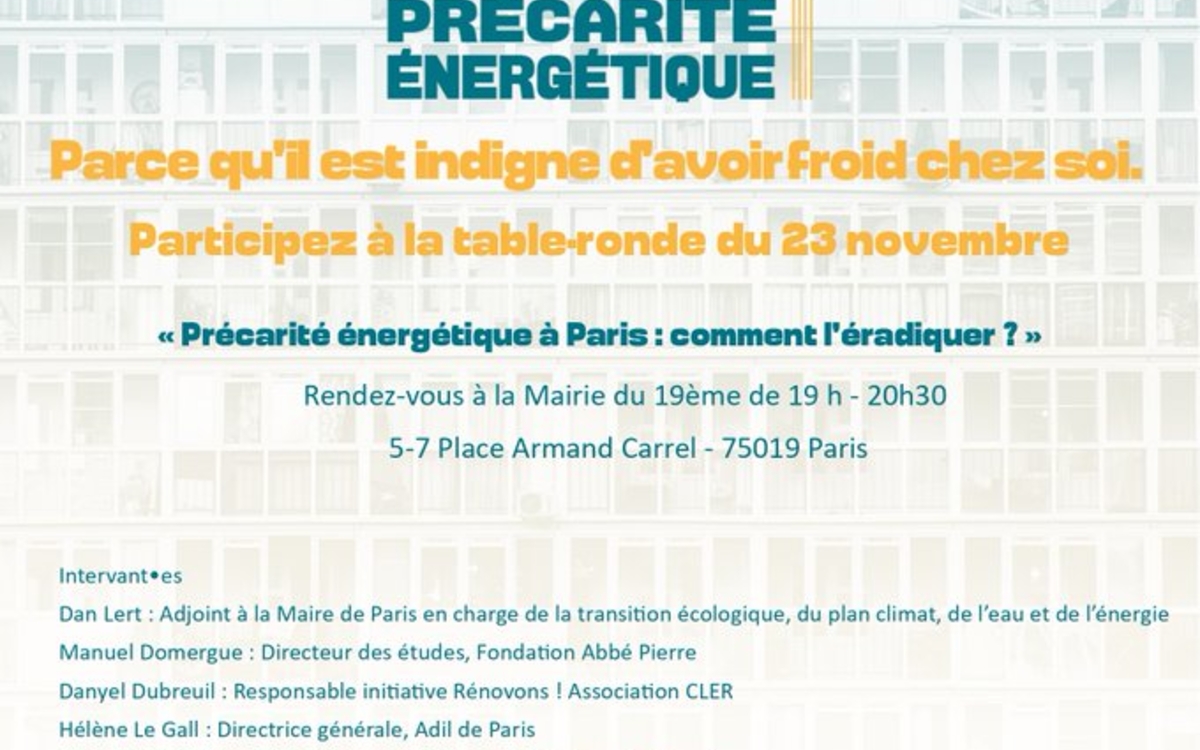 Table ronde sur la précarité énergétique - Mairie du 19ᵉ