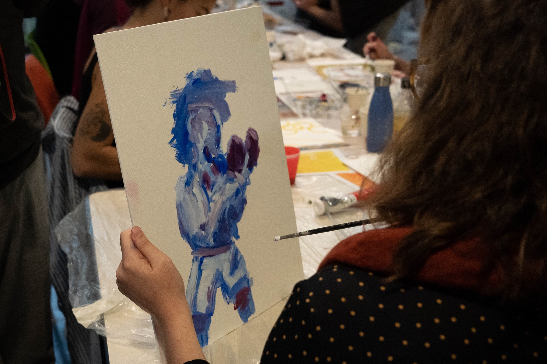 Peinture d'un boxeur en bleu