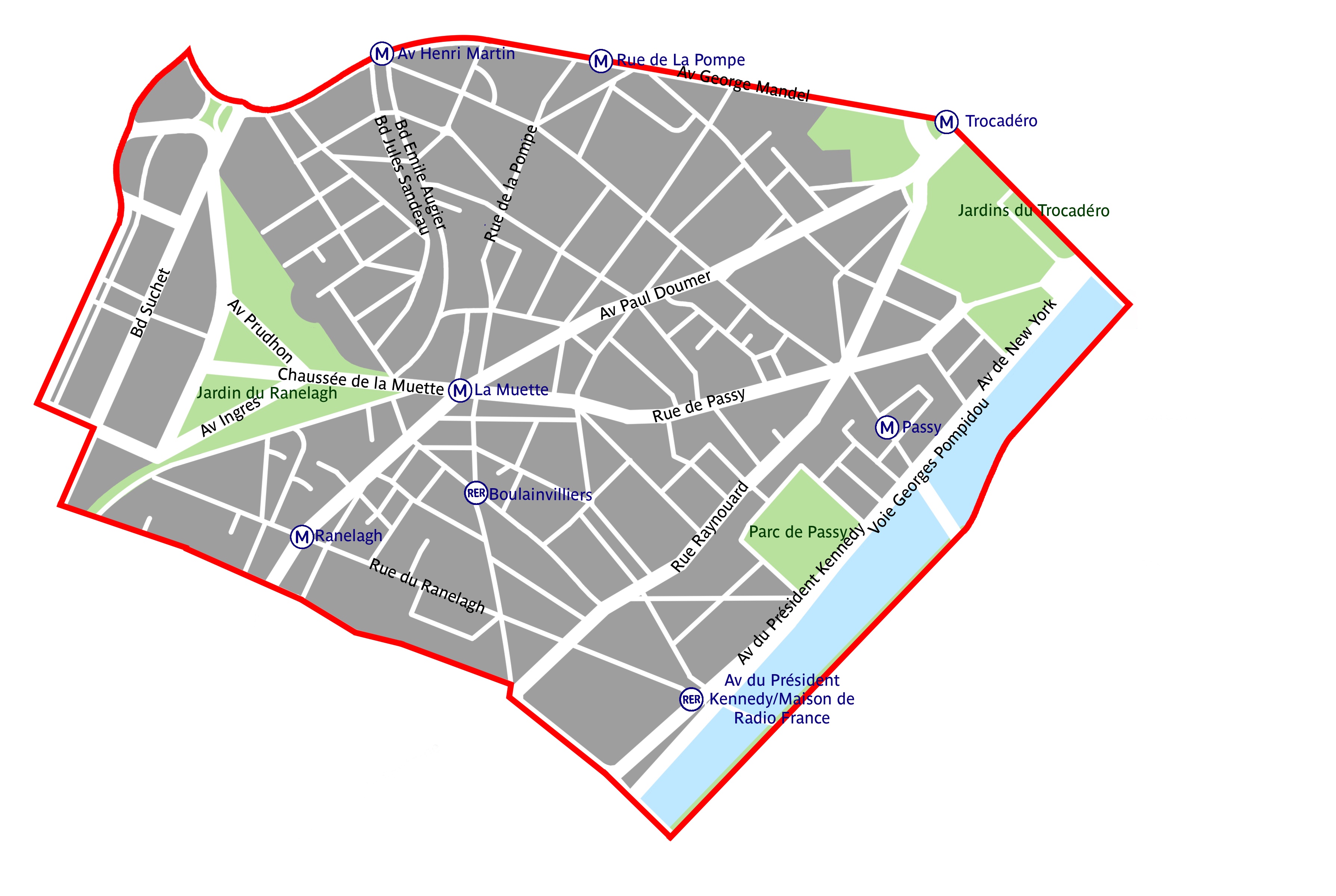 Plan du quartier de La Muette