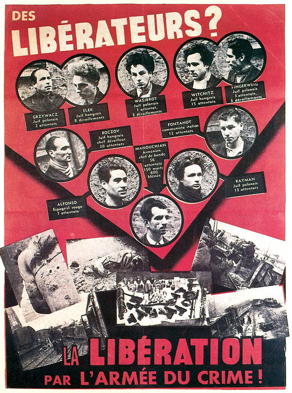 L'affiche rouge présente les membres du réseau Manouchian comme de dangereux terroristes.