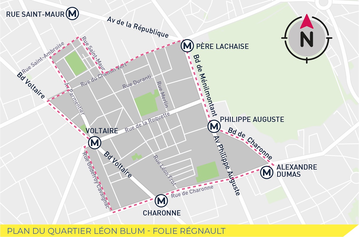 Plan du quartier Léon Blum - Folie Régnault