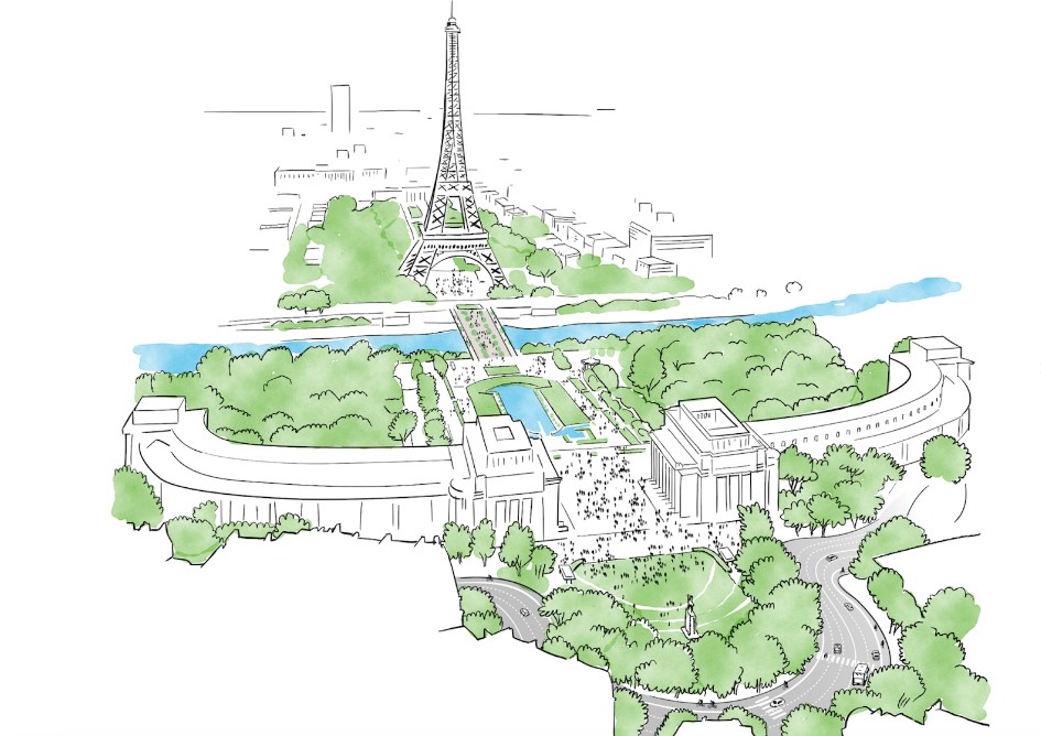 Illustration projet  Trocadéro et Pont de Iéna. 