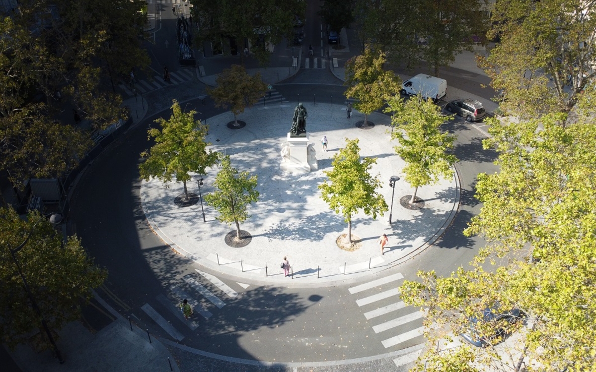 Vue aérienne de la place Pinel dans le 13e arrondissement