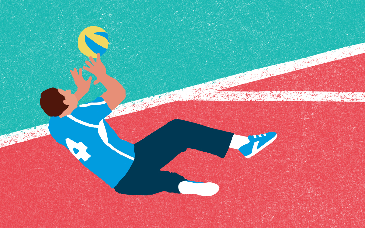 Joueur de volleyball assis