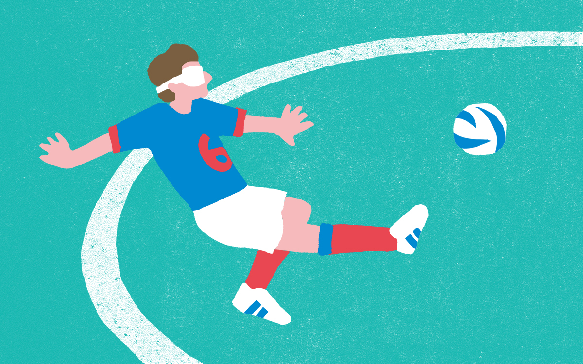 Illustration d'un joueur de cécifoot 