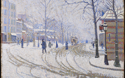 Peinture représentant le boulevard de Clichy sous la neige en 1886
