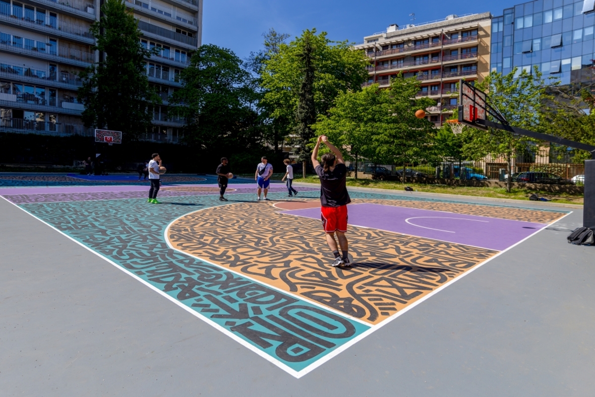 Visual of the Lagny basketball court (20th arrondissement)