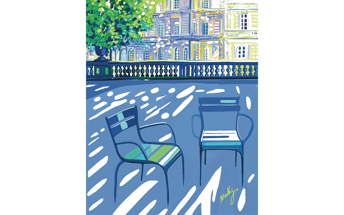 Représentation de chaises au Jardin du Luxembourg par Nathz