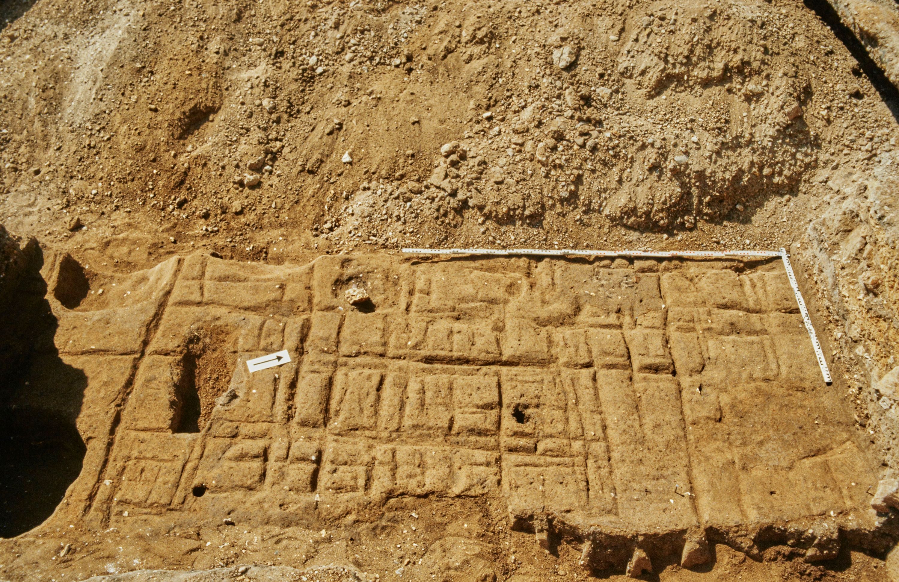 Traces de labours imprimées dans le sol