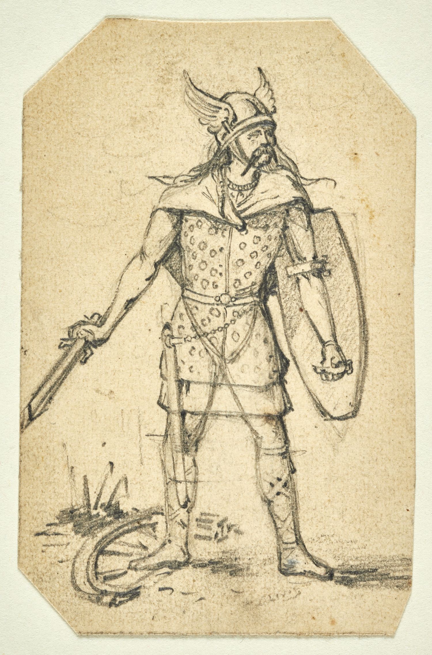 Illustration représentant un Gaulois à la longue chevelure et arborant une moustache
