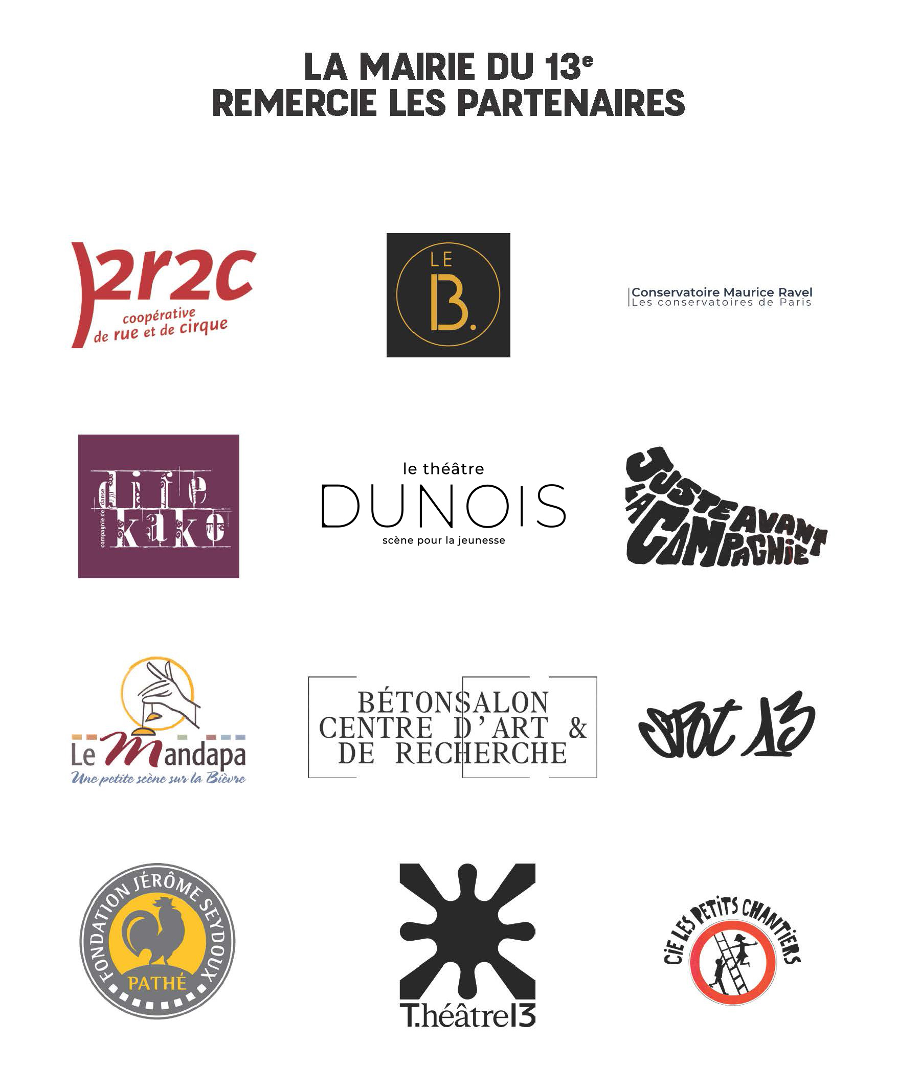 Logos des partenaires de Treize'Estival