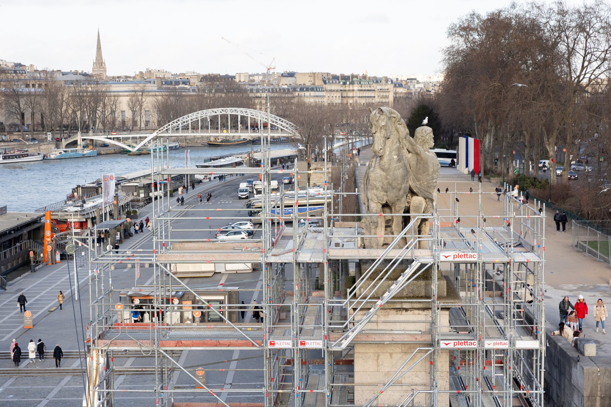 Avancement des travaux, vue sur la Seine