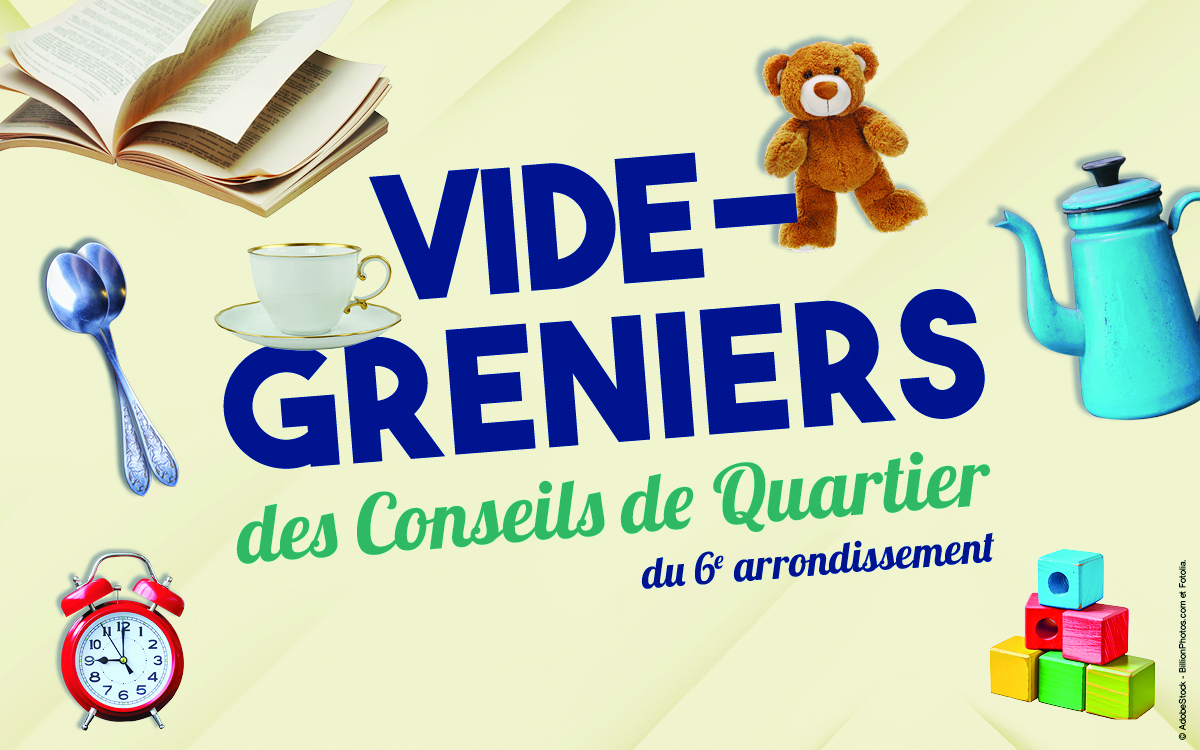 Découvrez l'affiche des vide-greniers des Conseils de Quartier du 6ᵉ
