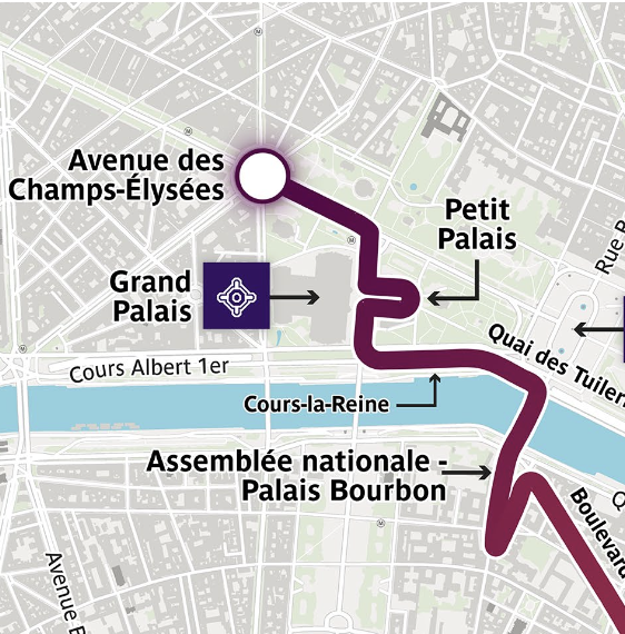 carte présentant le parcours du relais de la flamme