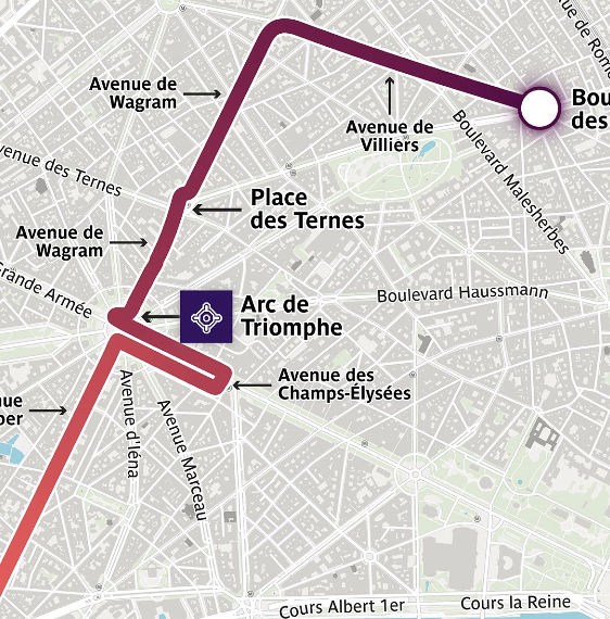 carte présentant le parcours du relais de la flamme