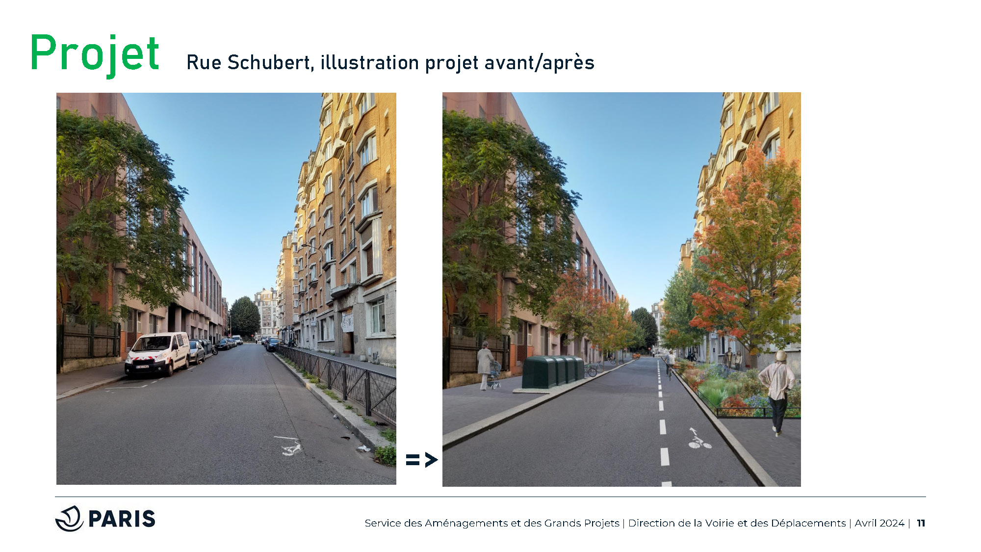 Vue de la rue Schubert, illustration projet avant/après