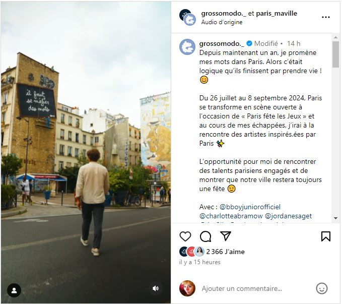 Capture d'écran de la page Instagram Grosso Modo