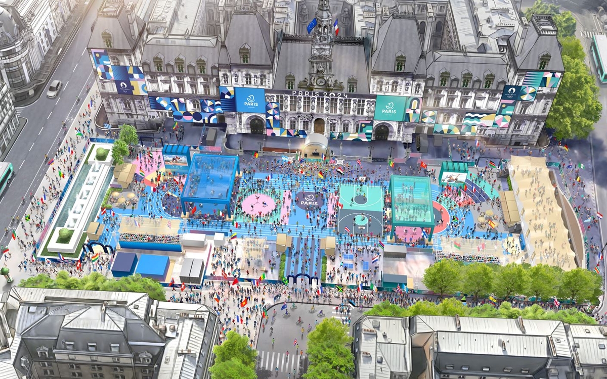 Prévisualisation de la Terrasse des Jeux sur le parvis de l'Hôtel de Ville de Paris