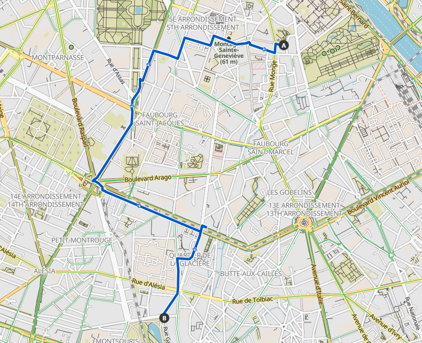 Itinéraire cartographié de balade en vélo sur le site Komoot