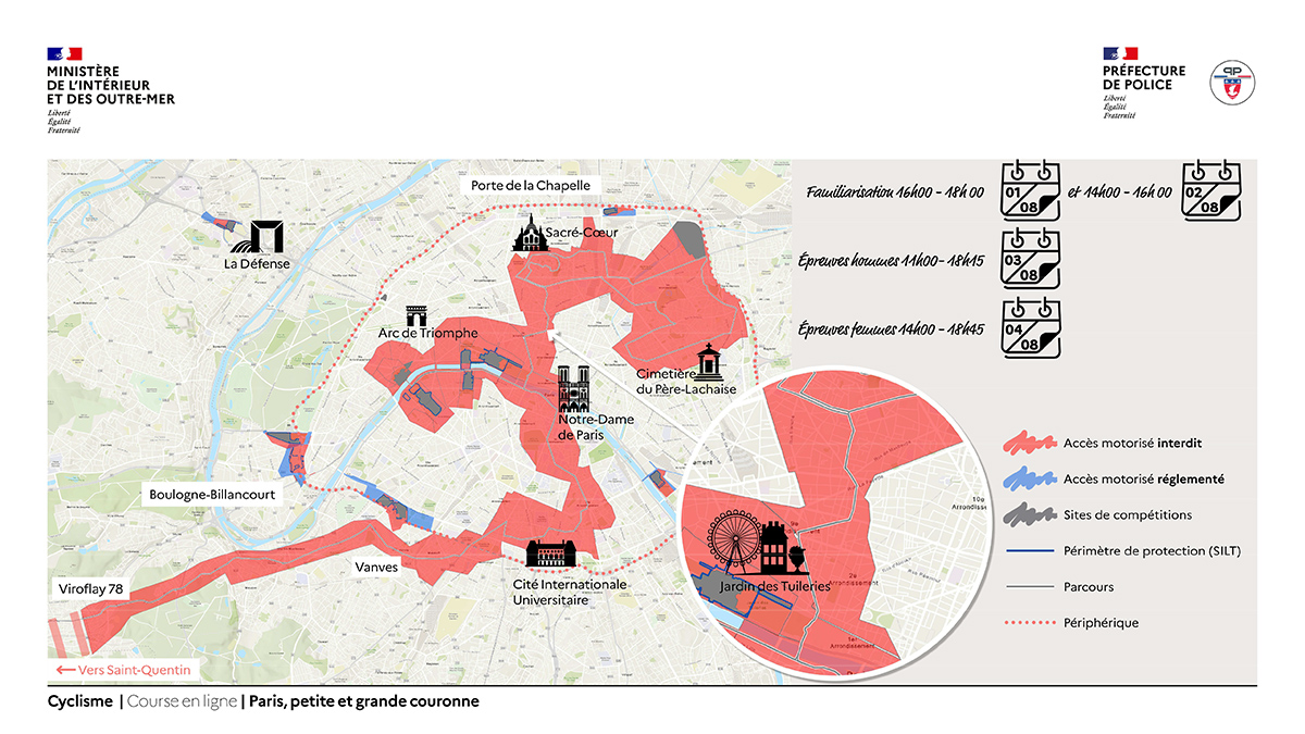 Carte des périmètres de sécurité