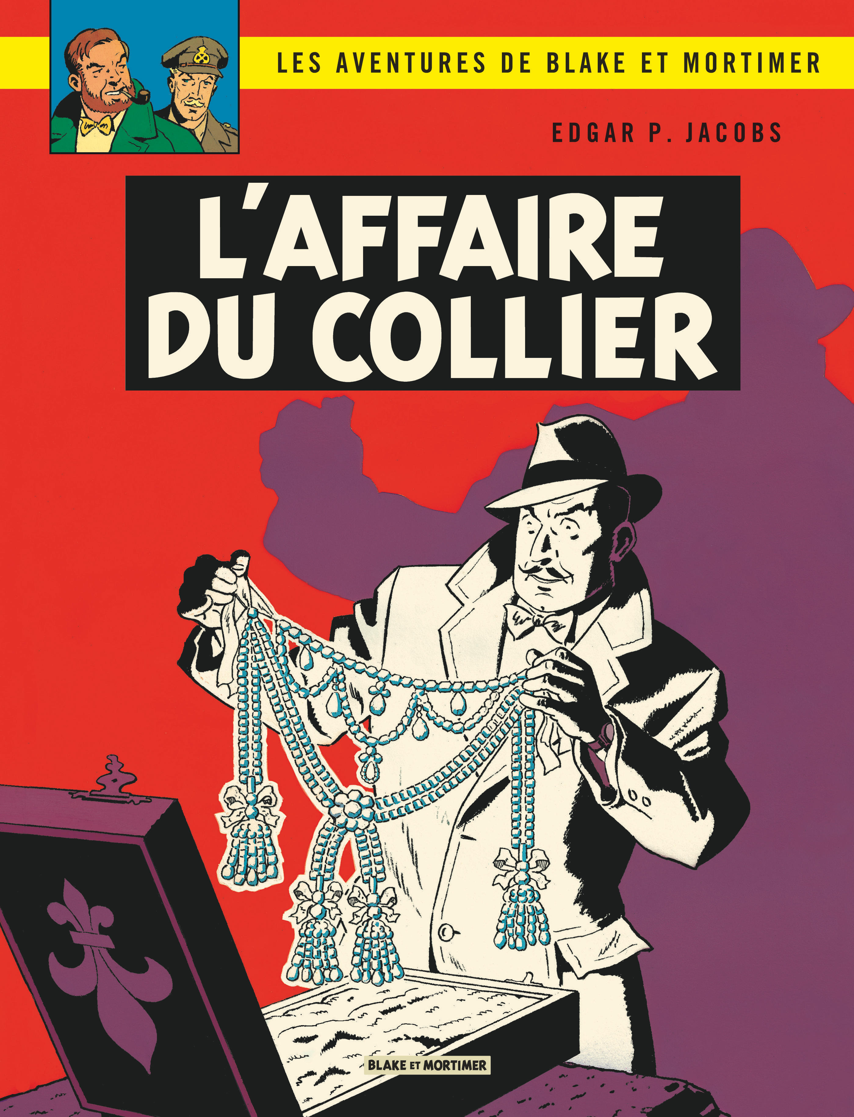 Couverture de la bd avec un homme volant un collier