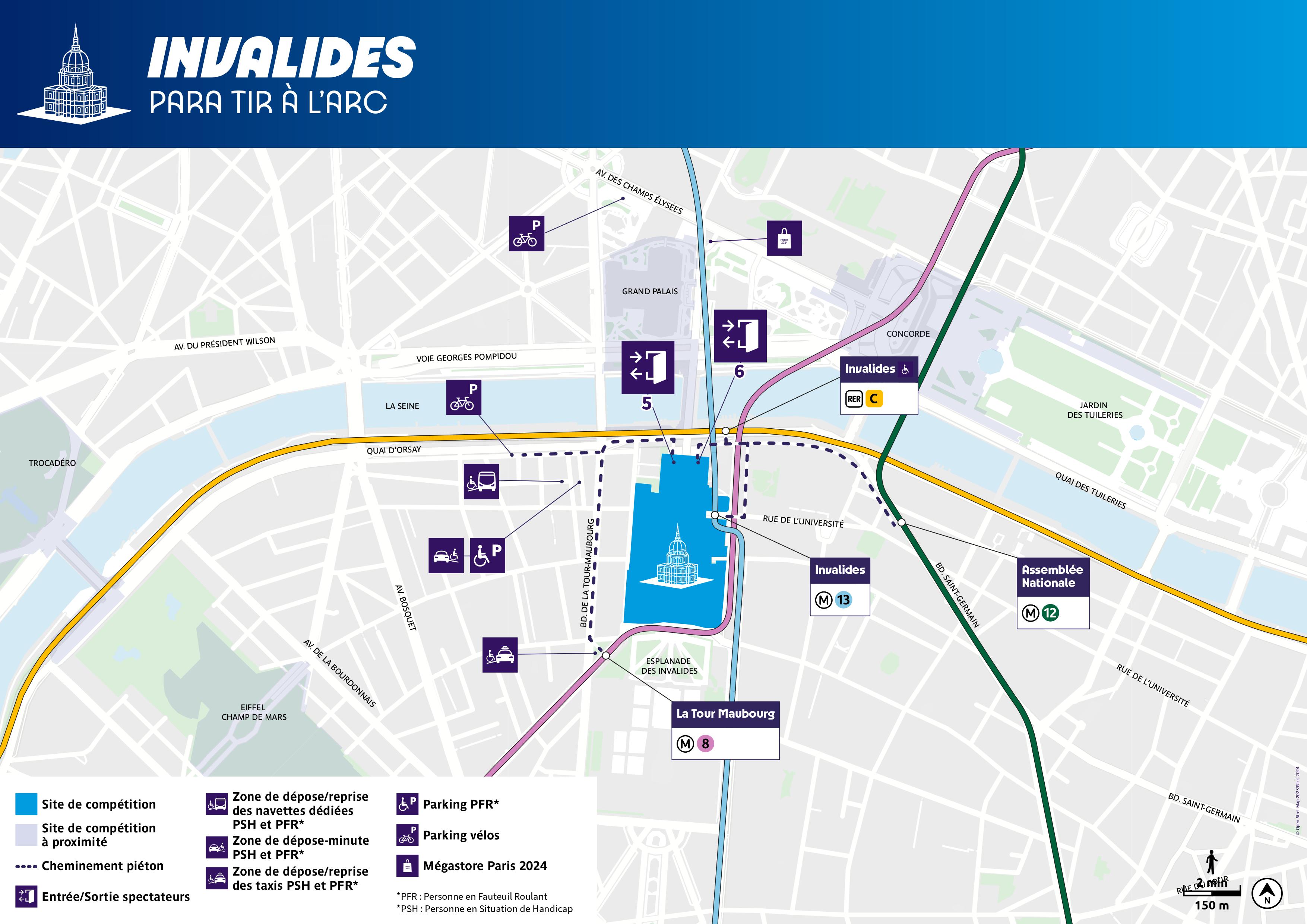 Carte d’accessibilité site de compétition Invalides