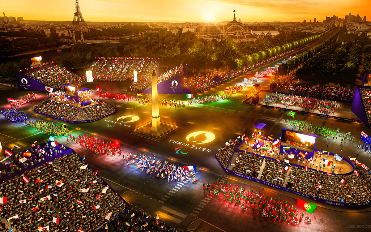 Esquisse de la cérémonie d'ouverture place de la Concorde