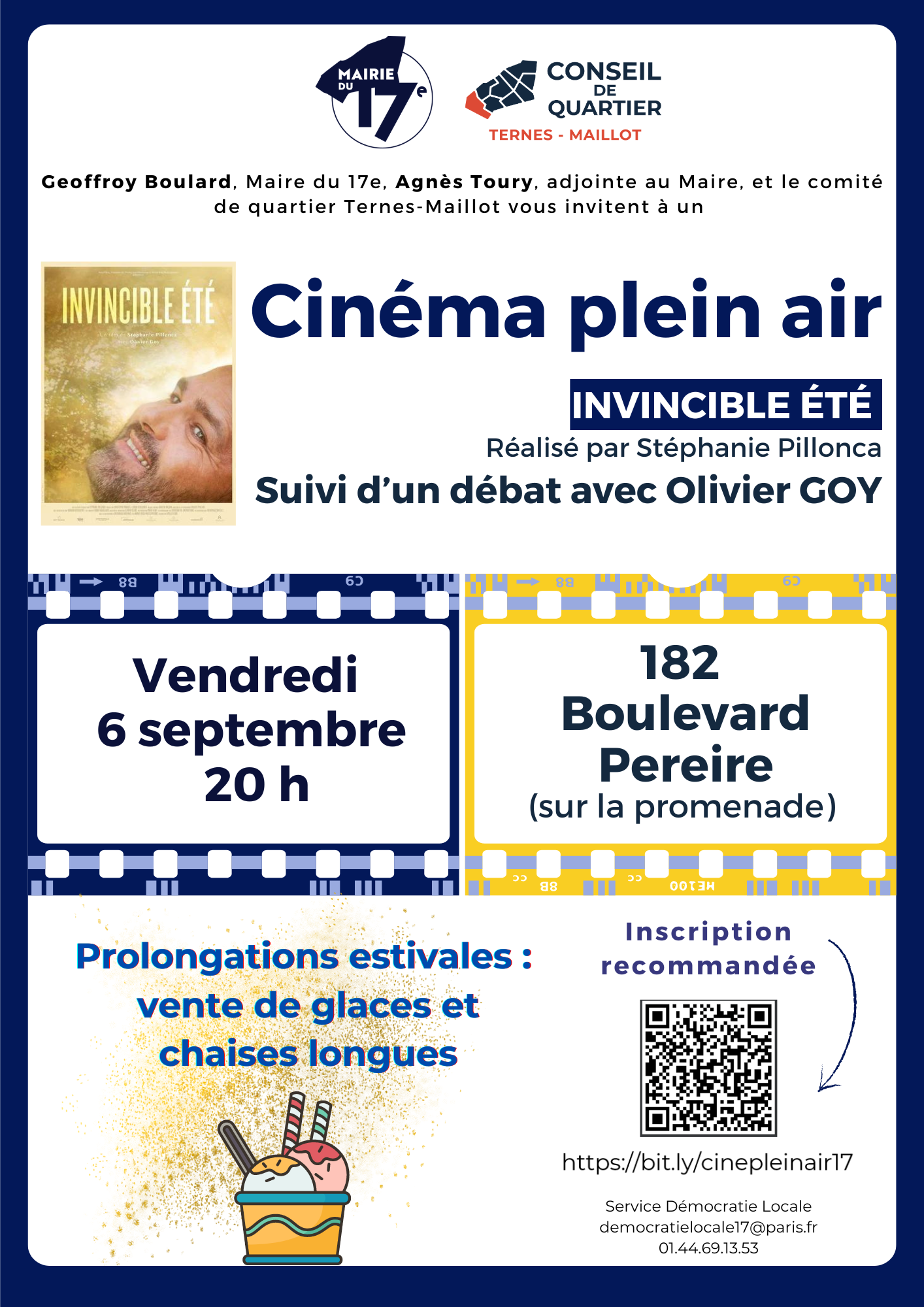 Cinema plein air et diffusion du film invincible été vendredi 6 septembre à 20h 182 boulevard pereire