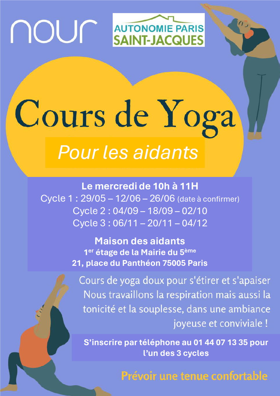 Affiche des cours de yoga