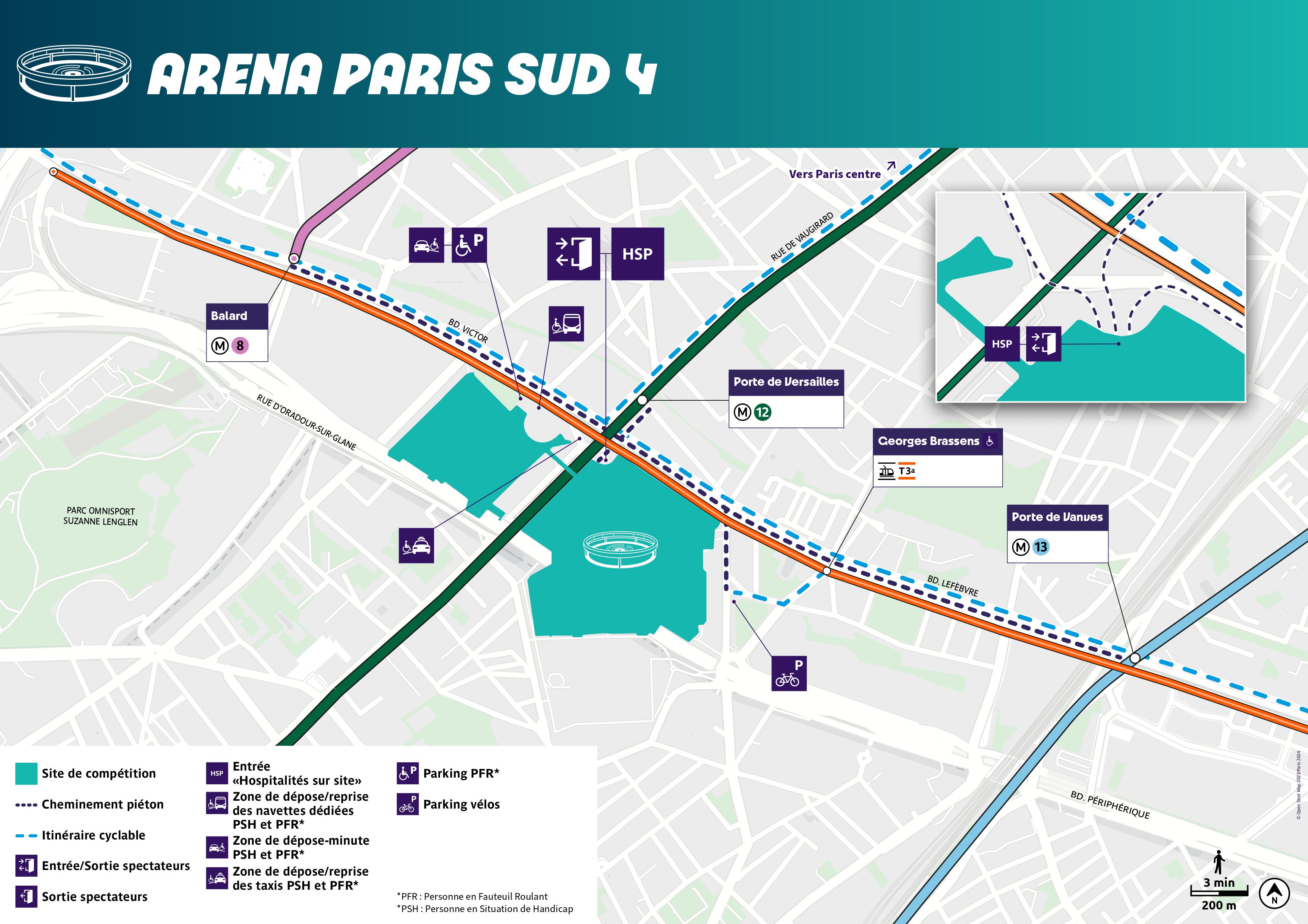 Carte d’accessibilité au site de compétition Arena Paris Sud 4