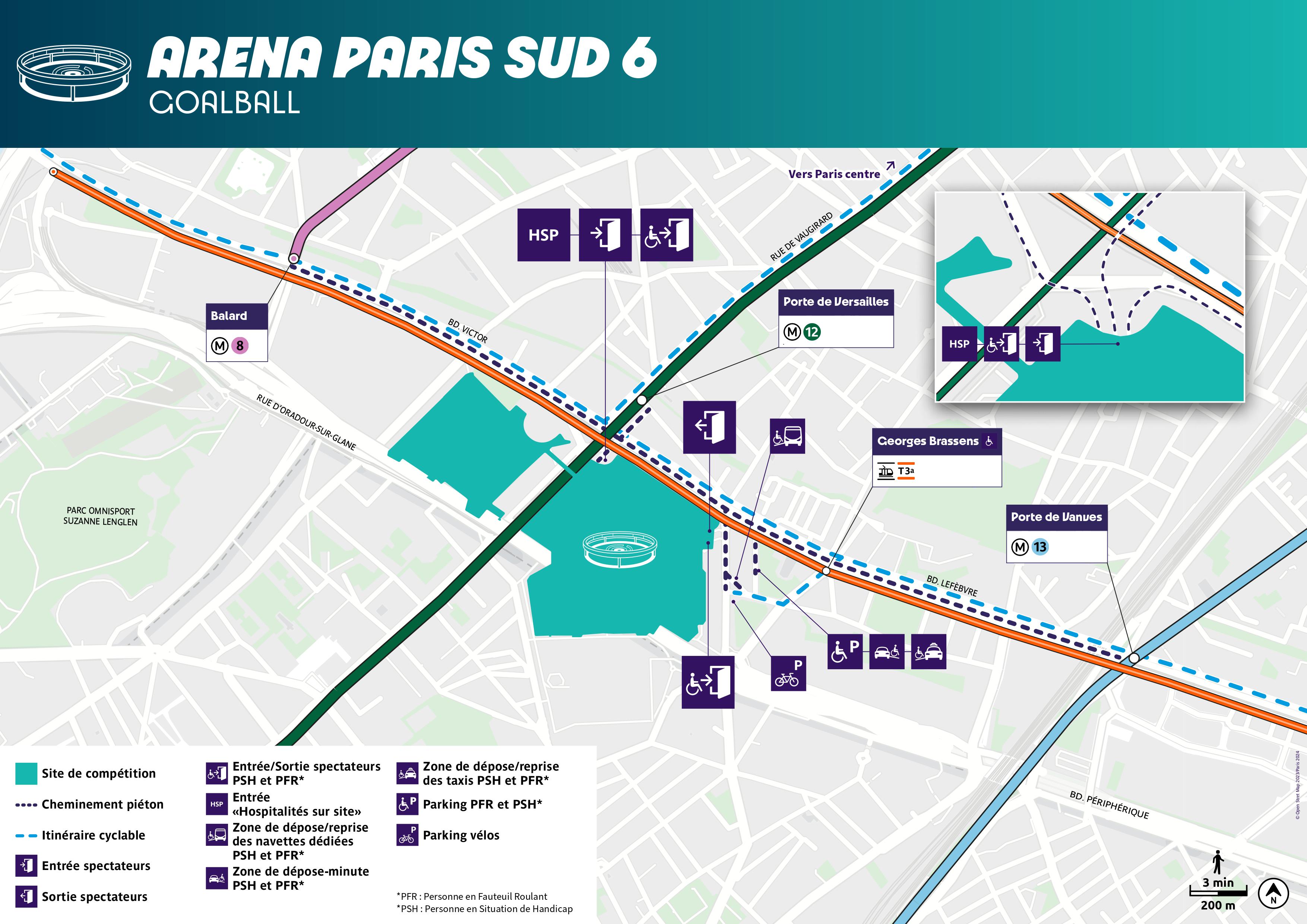 Carte d’accessibilité du site de compétition de l'Arena Paris Sud 6