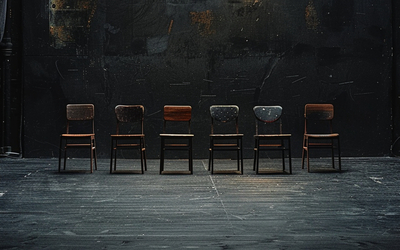 Des chaises alignées dans une salle vide.