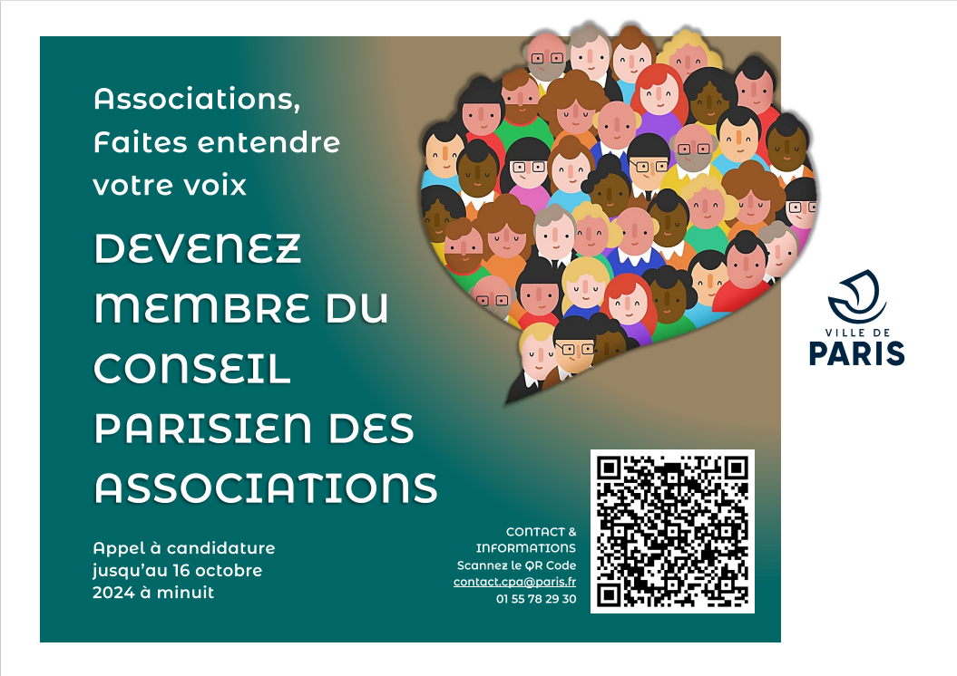 Affiche de l'appel à candidature au Conseil Parisien des Associations