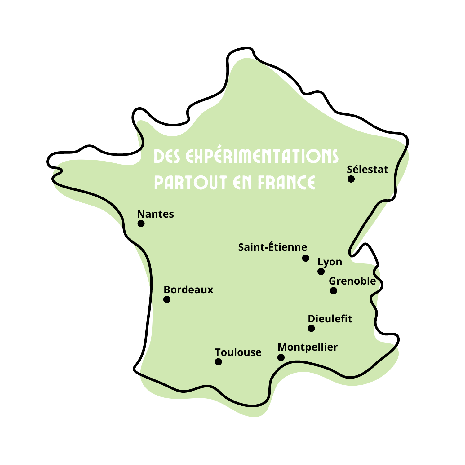 Carte des expérimentations d'une caisse alimentaire en France en 2024