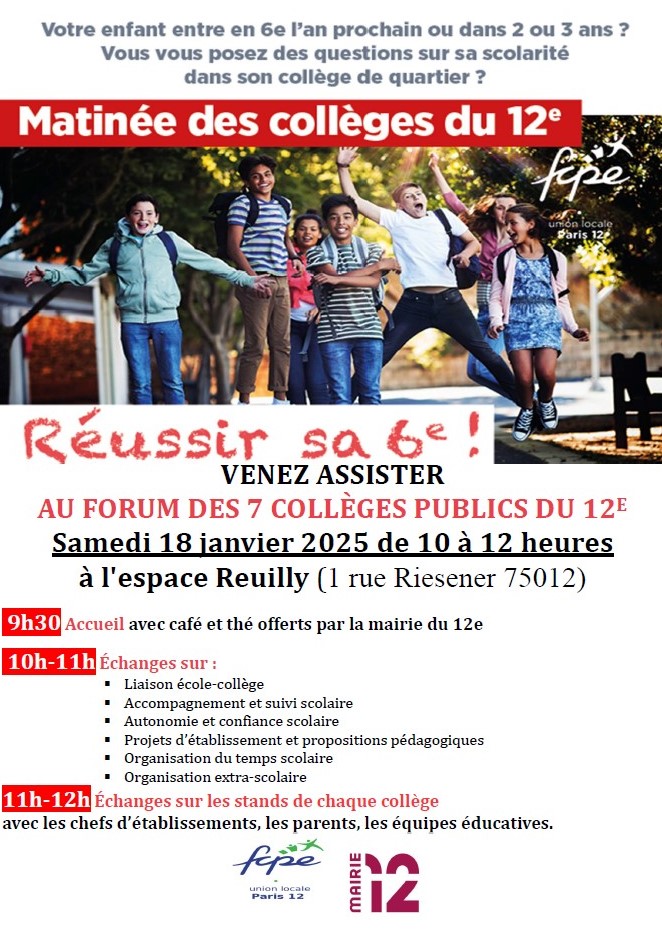 affiche du forum des collèges 2024 qui se tiendr le 18 janvier