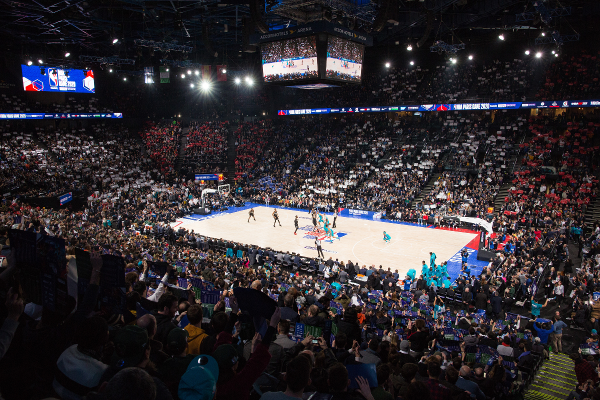 Match de NBA à Paris, les Hornets de Charlotte contre les Bucks de Milwaukee, à Bercy Arena.