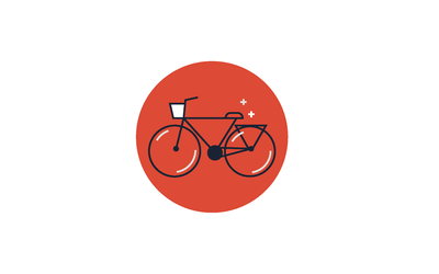 Logo orange d'un vélo