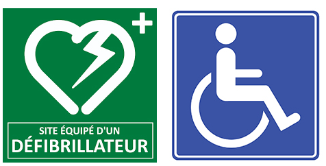 logo handicap et défibrilateur