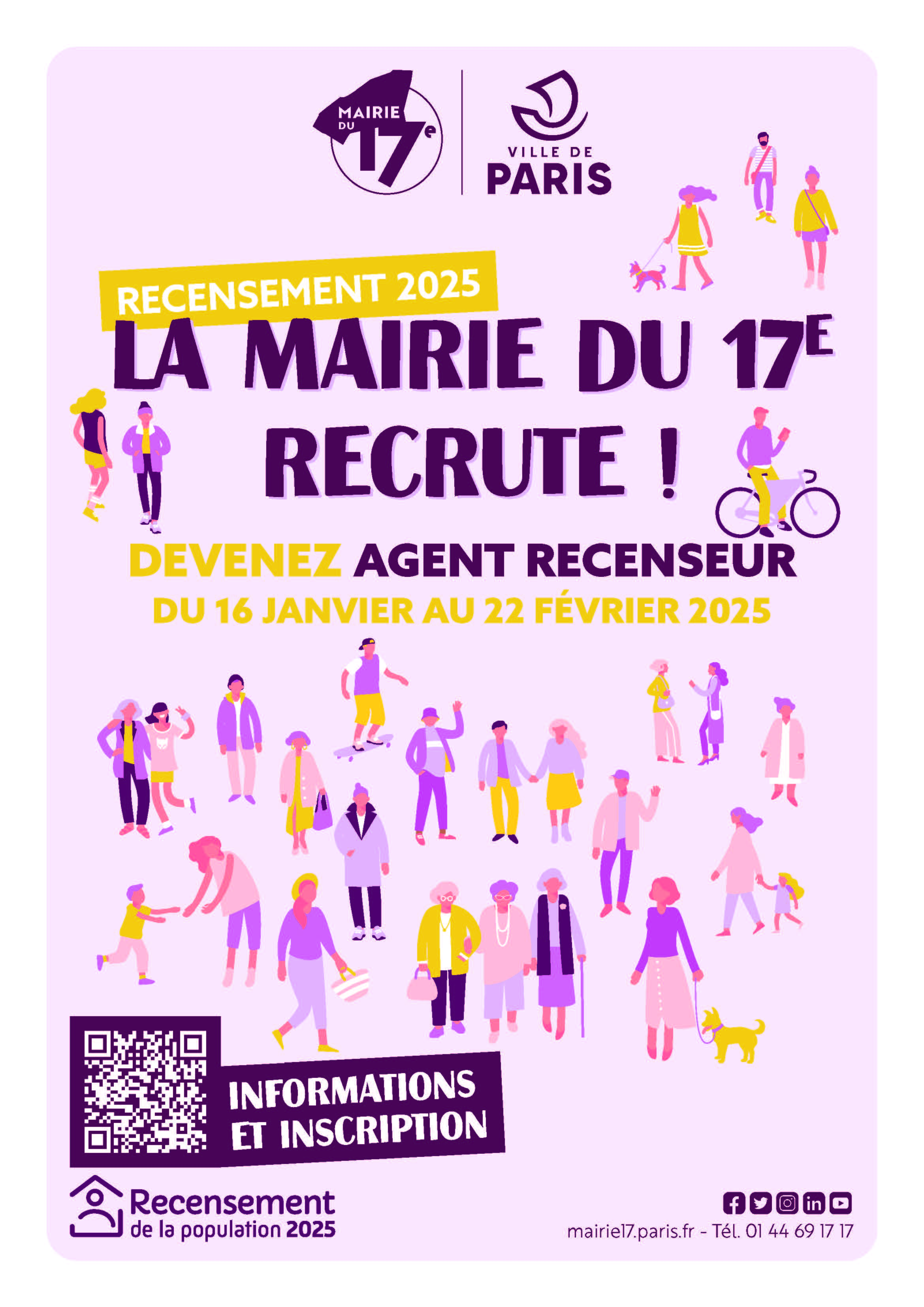 La mairie du 17e recrute des agents recenseurs