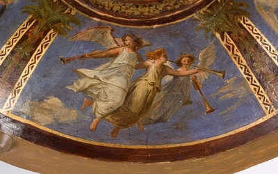 Anges musiciens annonçant la Résurrection sur le plafond de la chapelle des Ames de Ntre-Dame-de-Lorette