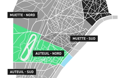 Cartographie 16e Auteuil Nord en couleurs