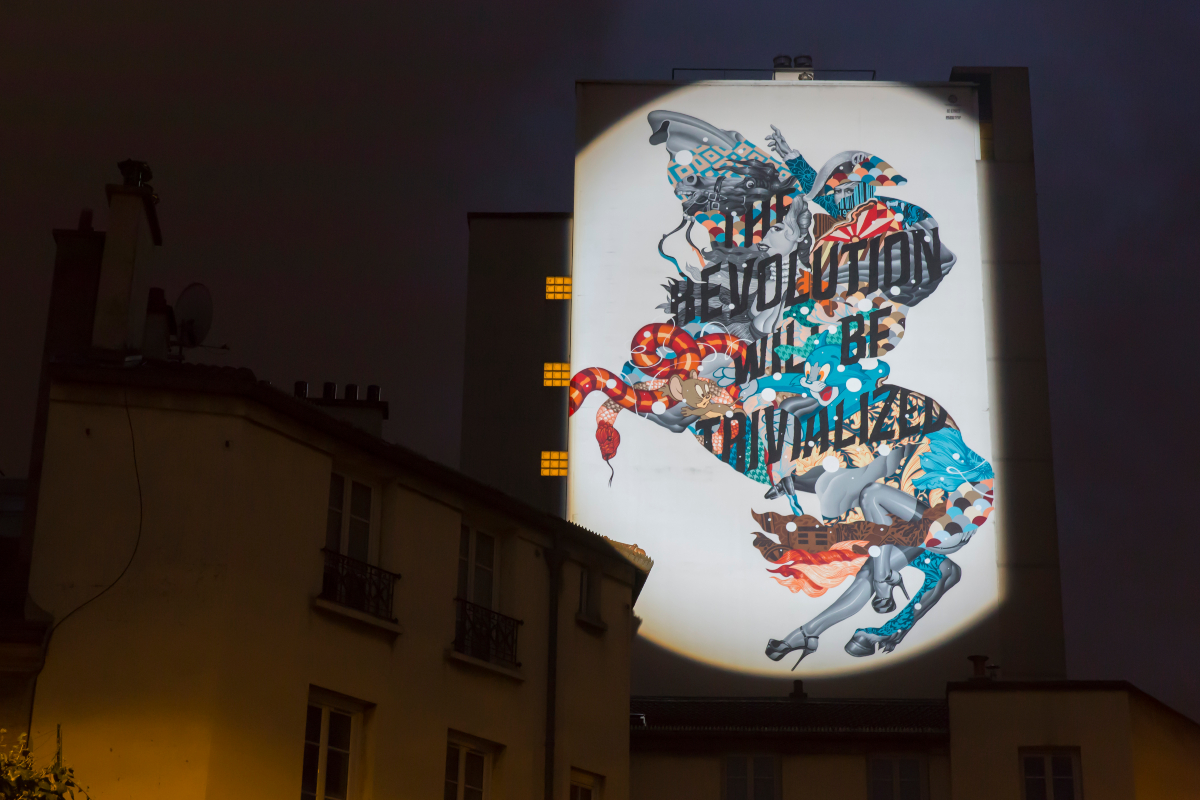 LA13, une installation par Tristan Eaton sur le Mur Pignon, rue du Chevaleret (13e arr.). 