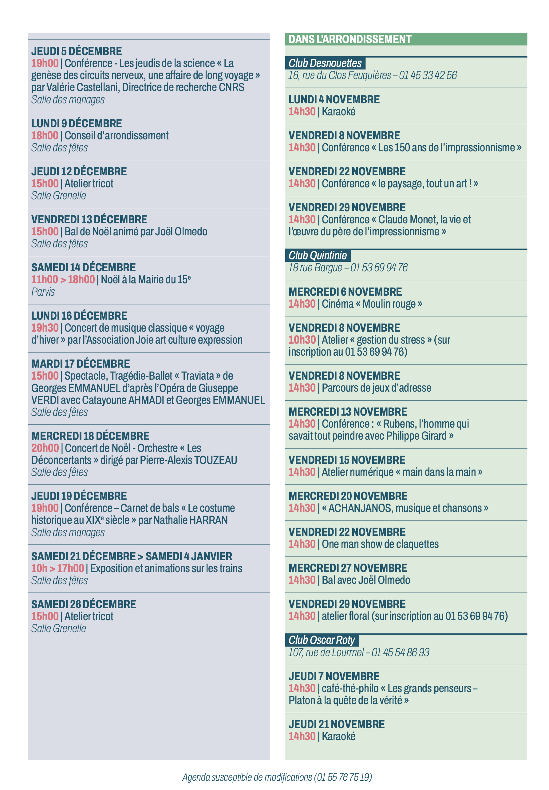 Découvrez le programme complet qui divertira nos ainés jusqu'à la fin de l'année ! Concerts, expositions, bals, conférences...
