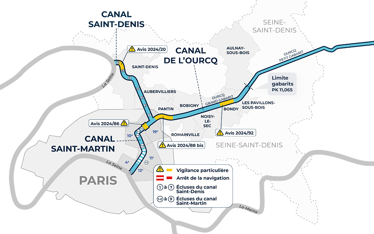 Visualisation des avis à la batellerie sur une carte