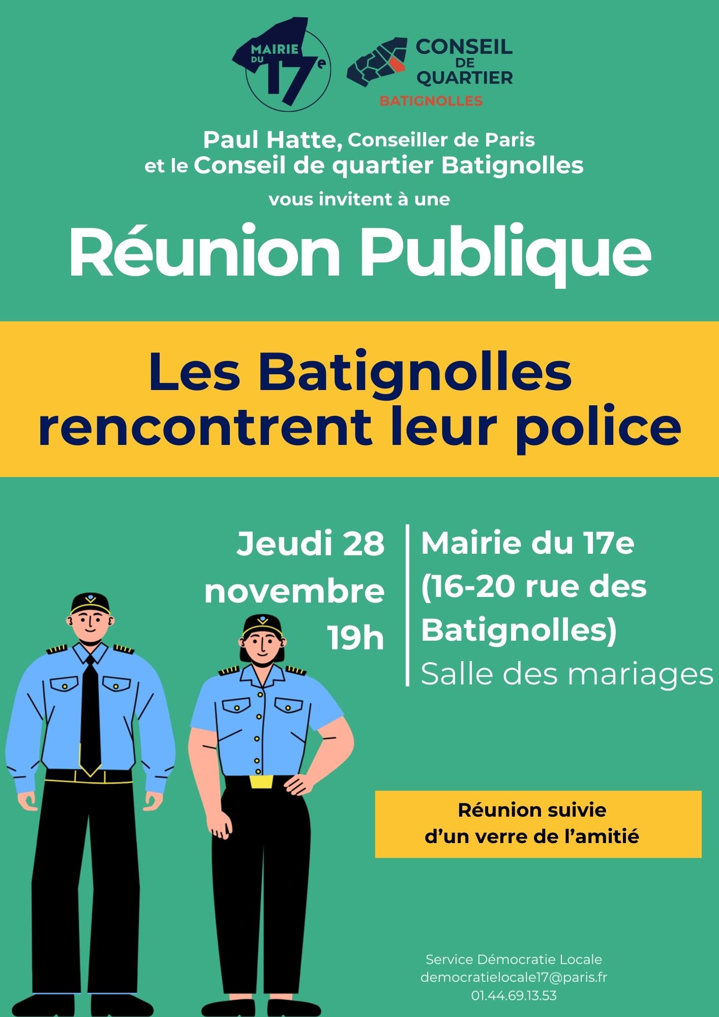 Affiche de la réunion publique du 28 novembre 