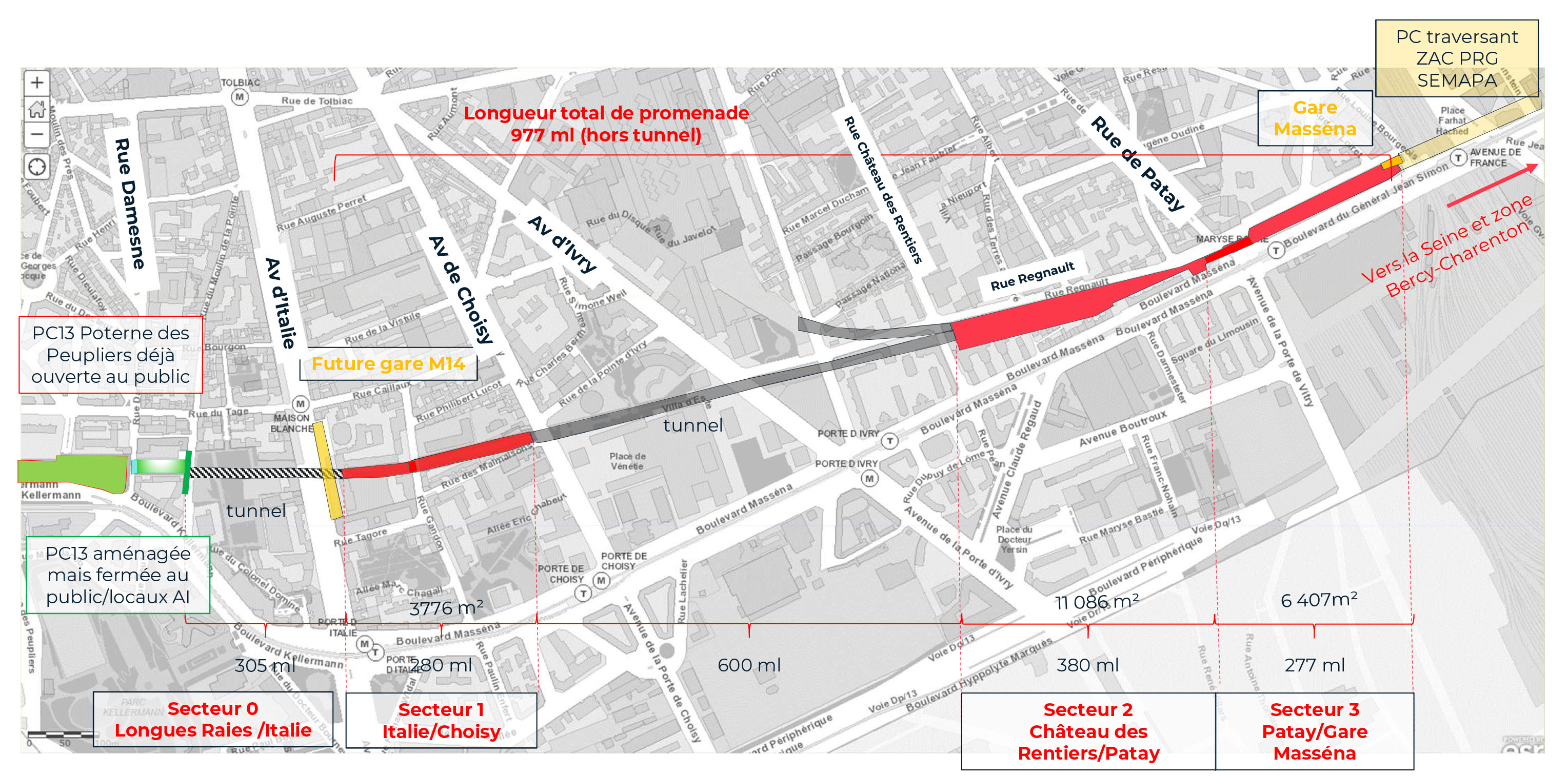 Plan de la Petite Ceinture du 13e