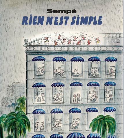 Un immeuble avec des enfants qui dansent sous la pluie sur le toit